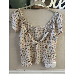 Daisies Womens Blouse Top Size L Multicolor Floral  #94